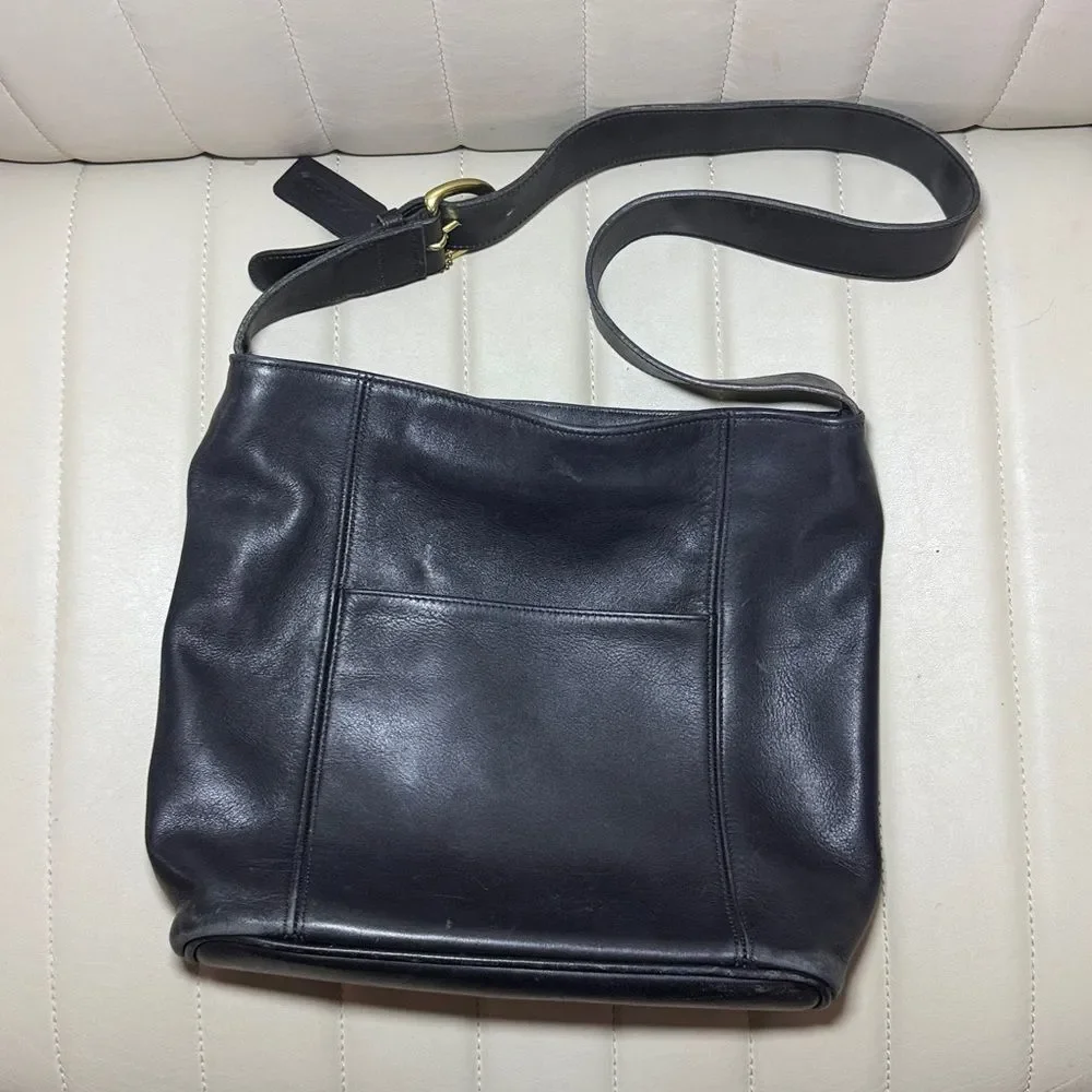 Vintage Coach Erickson Bucket Bag Soho Black Leather Shoulder Purse